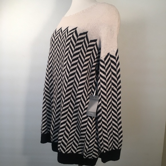 NWT Jana Black & Off White Sweater Chevron Print - Picture 5 of 6